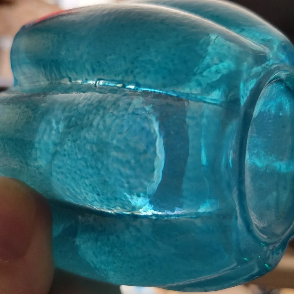 Teal Glass Votive Holders Flower Shape Swirl GlassDecorative Bowl Coastal MCM‎